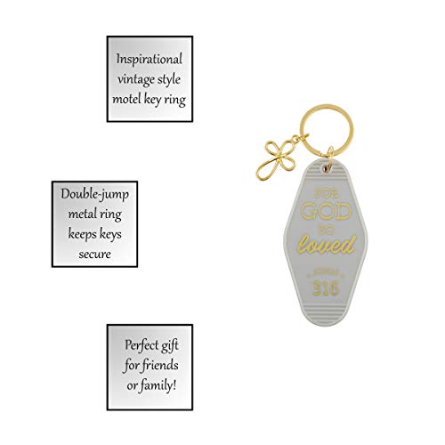 Creative Brands Faithworks - Inspirational Vintage Style Motel Key Ring, 3.5 x 2-Inch, God So Loved - color: God So Loved, size: 3.5 x 2-Inch