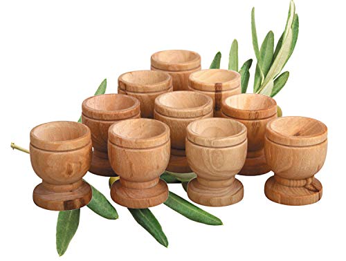 10 Mini Communion Cups Set in a Gift Bag (Approx 1.5 Inch). Hand Carved Kiddush Cup from Olive wood - for Church, Ministry & Worship events with Certificate of Origin. - color: 10 Cup Set [Mini]