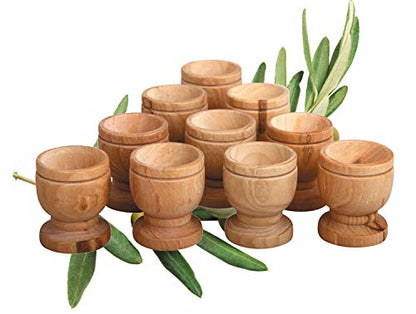 10 Mini Communion Cups Set in a Gift Bag (Approx 1.5 Inch). Hand Carved Kiddush Cup from Olive wood - for Church, Ministry & Worship events with Certificate of Origin. - color: 10 Cup Set [Mini]
