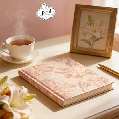 Floral Journal for women, Hardcover Notebook, A5, 6x8, Ruled Pages, Lay Flat, Pretty Journal, Lily Flower, Pink, can be Reading Journal, Writing Notebook, Self Love Journal, Personal Journal - color: Lily Pink