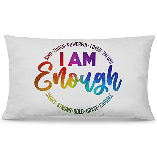 Nogrit I am Enough Inspirational Pillow Covers 12x20, Inspirational Gifts for Women Teenage Girls, Encouragement Gifts for Women, Motivational Gifts - color: I Am Enough