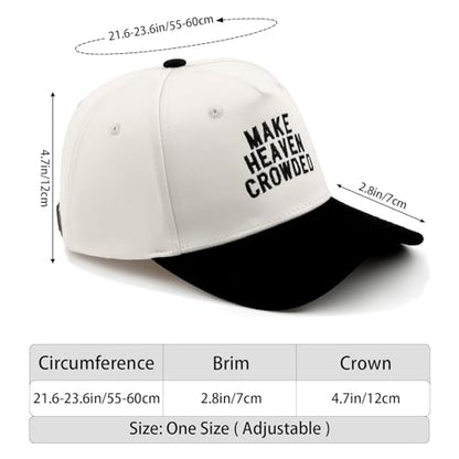 Embroidered Christian Two-Tone Baseball Cap for Men & Women, Adjustable Dad Hat Christmas Easter Gift - color: Make Heaven Crowded, Black/Beige