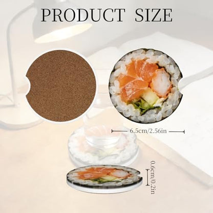 Ceramic Car Cup Coasters 2PCS - Sushi - color: Sushi