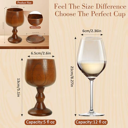 Chalice Cup Wooden, Communion Goblet with Tray & Gift Bag, Communion Chalice Wooden Goblet, Handmade Vintage Wine Cup (5.1 inches)