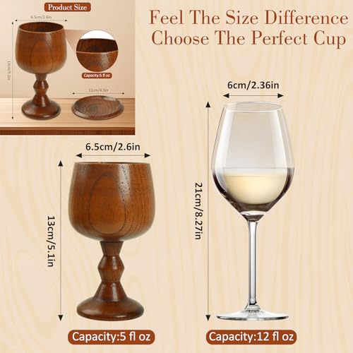 Chalice Cup Wooden, Communion Goblet with Tray & Gift Bag, Communion Chalice Wooden Goblet, Handmade Vintage Wine Cup (5.1 inches)