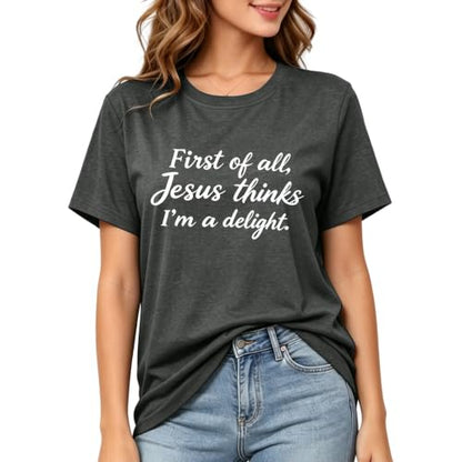 Christian Shirts for Women Religious Bible Verse Faith Tee - color: Darkgrey3, size: XX-Large