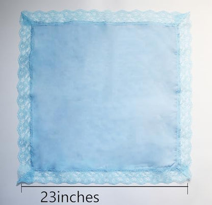 24" Lap scarf lap scarves with lace trims lap handkerchief Lap covers lap skirts for women in church - color: Blue+red
