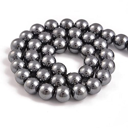 36pcs 10mm Natural Black Hematite Gemstone Round Spacer Loose Stone Beads for Jewelry Making 15.5" 1 Strand (Black Hematite, 10mm 36Beads) - color: Black Hematite, size: 10mm 36Beads