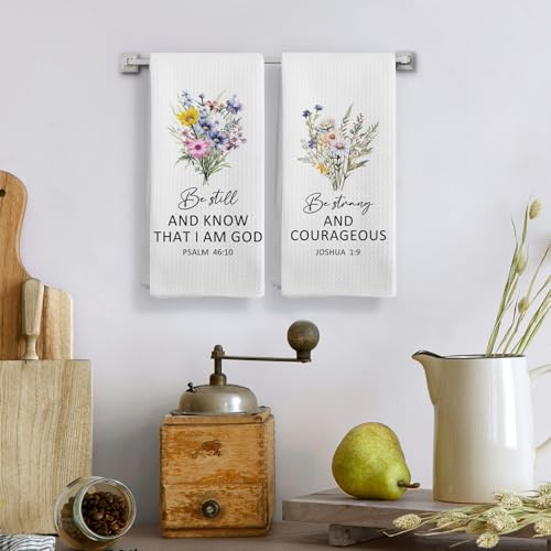 Christian Religious Gifts for Women, Christian Floral Kitchen Towels Set, Religious Scripture Bible Verse Kitchen Tea Towels Decorative Set, Bible Scripture Hand Dish Towels 16x24 in - color: Bible 2
