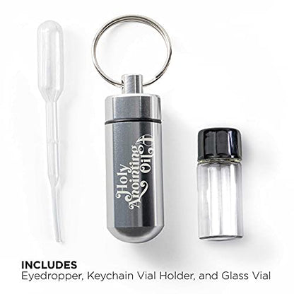 Logos Trading Post Anointing Oil Bottle with Silver Keychain Container - color: Silver