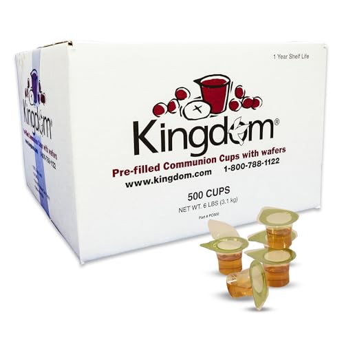 Kingdom Prefilled Communion Cup with Wafers(500ct-white juice) Sealed in a Single-Serving Container with Upto 1-Year Shelf Life,Perfect for Holy Eucharist Celebration in Hospitals,Summer Camps, & More - size: 500 Count (White Juice)