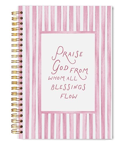 Green Christian Spiral Notebook Journal 5.5x8.3, Christian Gifts for Women Men, Bible Notebooks for Note Taking, Praise God from Whom All Blessings Flow Scripture Journals for Writing(Pink) - color: pink