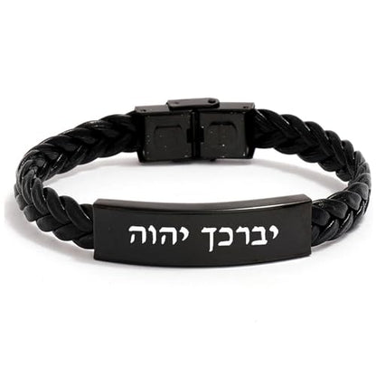 Personalization Stainless Steel Hebrew Bible Verses Engraved Bangle Bracelet - Psalm 23:4 Christian Jewish Religious Jewelry Gift for Women Men, Adjustable Scripture Cuff - style: Numbers 6:24