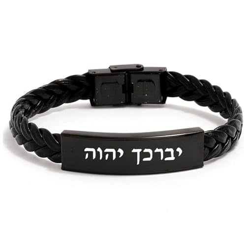 Personalization Stainless Steel Hebrew Bible Verses Engraved Bangle Bracelet - Psalm 23:4 Christian Jewish Religious Jewelry Gift for Women Men, Adjustable Scripture Cuff - style: Numbers 6:24