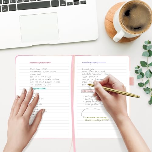 &And Per Se Lined Hardcover Notebook – A5 5.7"x8" College Ruled, 160 Pages, 100gsm Thick Paper – Aesthetic Journal for Women, Gift-Ready Planner, Everyday Writing Notebook (Black) - color: f.Blush Watercolor, style: Lined with Pattern