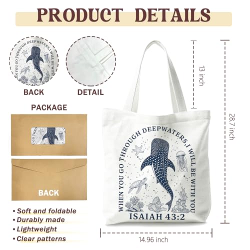 Christian Canvas Tote Bag, Bible Verse Reusable Shopping Bag - color: Bible-3