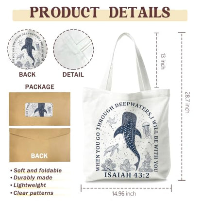 Christian Canvas Tote Bag, Bible Verse Reusable Shopping Bag - color: Bible-3