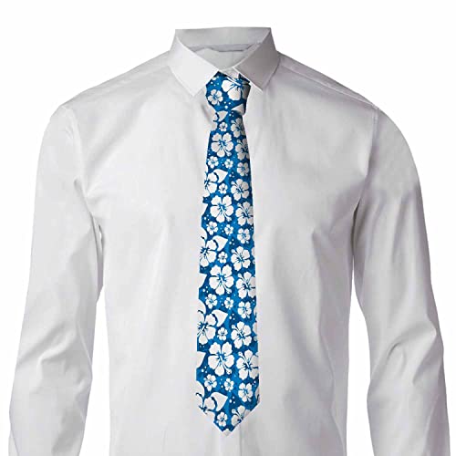 Men's Ties Novelty Tie Necktie for Men Teen Boys Multicolor Tie Party Holiday Thanksgiving Christmas - color: Hibiscus Flowers Blue