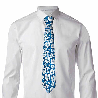 Men's Ties Novelty Tie Necktie for Men Teen Boys Multicolor Tie Party Holiday Thanksgiving Christmas - color: Hibiscus Flowers Blue