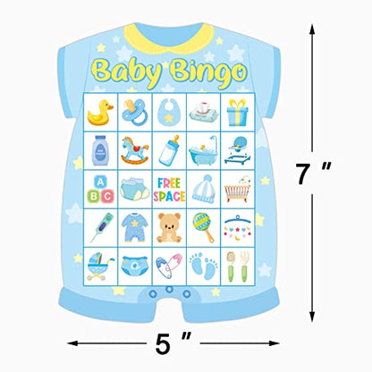 Baby Shower Bingo Cards - 24 Guests Blue Newborn Bingo for Baby Shower Party Supplies - color: Baby Bingo