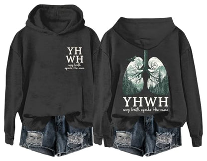 Christian Sweatshirt Women Men YHWH Hoodie Shirt Jesus Faith Inspirational Funny Letter Printed Graphic Pullover Tops - color: Black, size: Medium