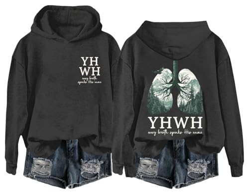 Christian Sweatshirt Women Men YHWH Hoodie Shirt Jesus Faith Inspirational Funny Letter Printed Graphic Pullover Tops - color: Black, size: Large