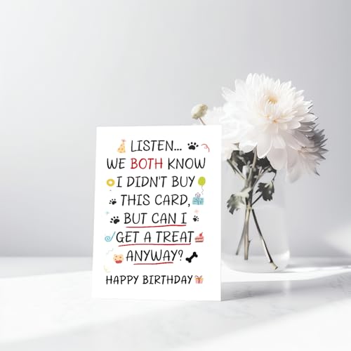 Funny Birthday Card from Dog, Humorous Happy Birthday Card for Dog Mom Dad Dogs Lover, Funny Treat Please Bday Cards from the Dogs. - color: #4