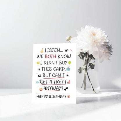 Funny Birthday Card from Dog, Humorous Happy Birthday Card for Dog Mom Dad Dogs Lover, Funny Treat Please Bday Cards from the Dogs. - color: #4