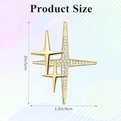 Yuanchu Gold Cross Star Lapel Brooch Pin for Women, Rhinestone Brooches Pins Brooch Cross Pin Dainty Jewelry Gifts Accessories for Clothes Sweater Scarves - color: Gold
