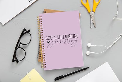 God is Still Writing Your Story Christian Notebook Journal - Christian Gifts for Women, Bible Journal Notebooks for Note Taking, Bible Journaling Notebook, Purple Spiral Notebook 5.5x8.3 - color: 7-Bible Purple-notebook
