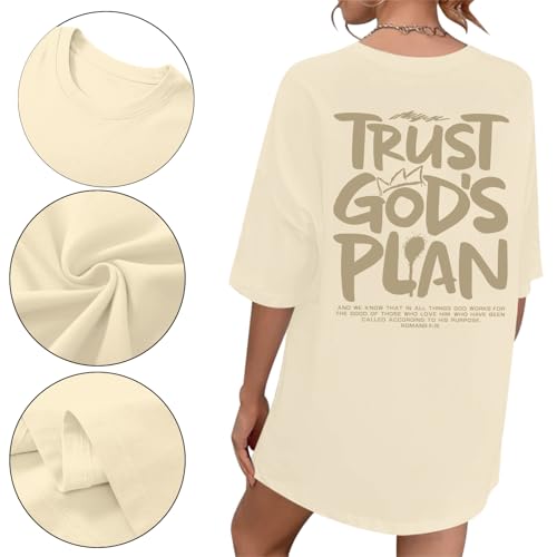 Christian Shirts for Women God Faith Shirt Jesus Oversized Religious Tees Bible Verse Tee Graphic Inspirational Tops - color: Apricot, size: X-Large