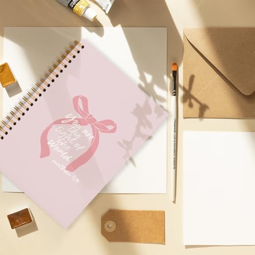 Christian Pink Bow Spiral Notebook Journal Gifts for Women Teen Girl - color: you are the light of the world