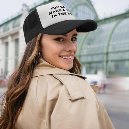 Black Trucker Hat with Funny Saying, Funny Hat for Men & Women - color: Allblack-1
