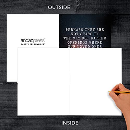Andaz Press Jumbo Sympathy Card with Envelope, Sorry For Your Loss Card, Our Loved Ones Shine Down, Premium Condolences Card with Big Blank Space to Send to Friends, Family, 8.5" x 11", 1-Pack - color: Our Loved Ones Shine Down