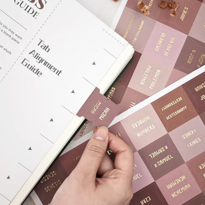 Laminated Bible Tabs for Women and Men, Gold Foil Embossed Lettering - style: Mocha Tone