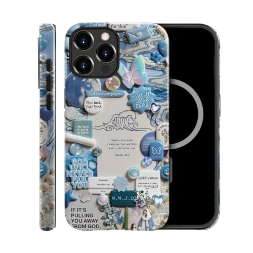 Case for iPhone 15 Pro,Christian Cross Wave Bible Verse Collage Phone Case,Trendy Glossy Magsafe Silicone Shockproof Cover for Girl Women - color: Christian Cross Wave Bible Verse Collage, size: iPhone 15 Pro