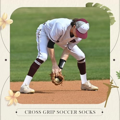Glitopper Men's Cross Grip Soccer Socks Christian - color: White, style: Proverbs 3:5