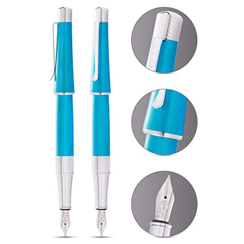 Cross Beverly Refillable Fountain Pen, Medium Nib, Includes Premium Gift Box - Translucent Teal Lacquer - color: Translucent Teal Lacquer, style: Fountain Pen