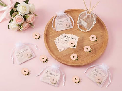 32 Pcs Christian Woman of Faith Pins Gifts - Religious Cross Flower Brooch with Cards Bulk for Church Mothers Day
