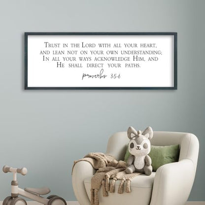FZMHASLWW Bible Verse Proverbs 3:5-6 Wall Art, 32"x12", Black - color: Bible Verse Proverbs 3:5-6 (Black), size: 32"L x 12"W