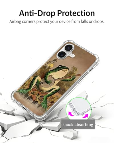 Frog Playing Guitar Phone Case Compatible with iPhone 17, Hippie Cool Music Toad Phone Cover for iPhone 17 - color: Frog