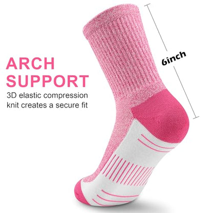 cuangya Women Crew Socks Athletic Cushioned Running Hiking 3-5 Pairs - color: 5 Pairs Crimson Passion, size: 8-10