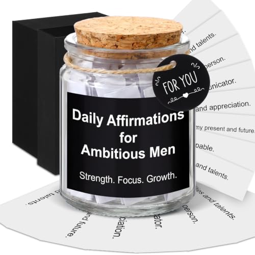 Lunmon Daily Affirmations Jar for Ambitious Men 96 Motivational Quotes - style: Man Affirmation