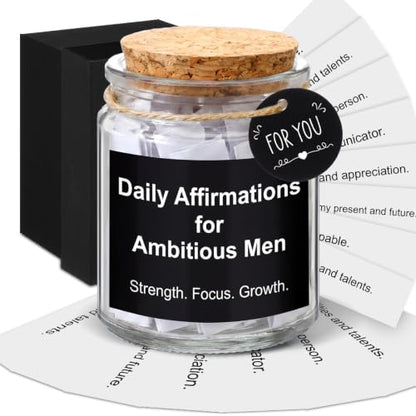 Lunmon Daily Affirmations Jar for Ambitious Men 96 Motivational Quotes - style: Man Affirmation