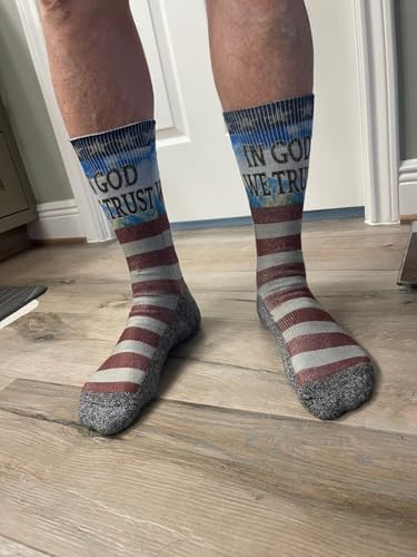 Bible Verse Socks for Men, Christian Scripture Crew Socks, Faith Gift - color: In God We Trust