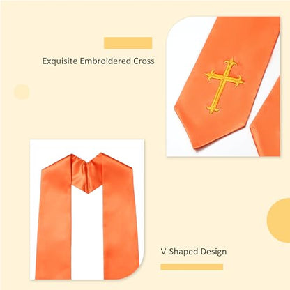 10 PC Clergy Stole & Choir Stole Bulk 60/72" - color: Orange, size: 60 inch