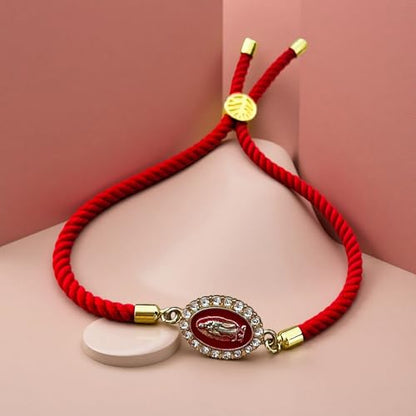Catholic Bracelets St. Benedict Bracelet Red Rope Double Hole Pendant Couple Woven Bracelets Adjustable Black Bracelet - color: Red 2