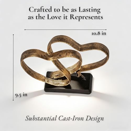 Wedding Anniversary Couples Gift - Iron Sculpture Bundle - Any Anniversary - color: Gold