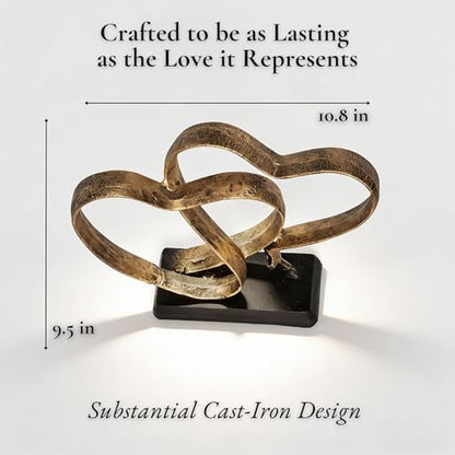 Wedding Anniversary Couples Gift - Iron Sculpture Bundle - Any Anniversary - color: Gold