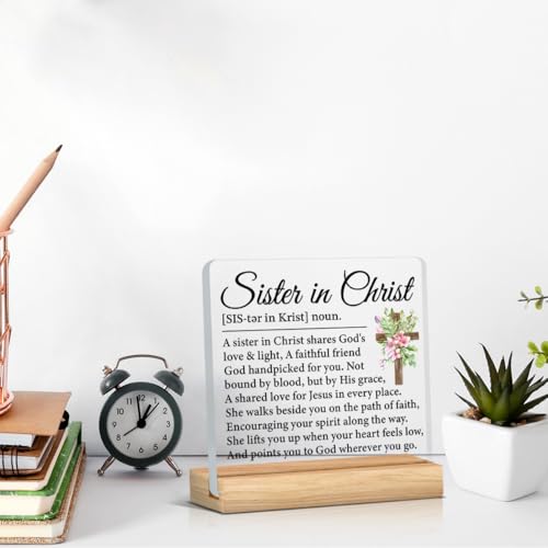 Sister in Christ Gifts for Women Acrylic Desk Sign - color: M60A03